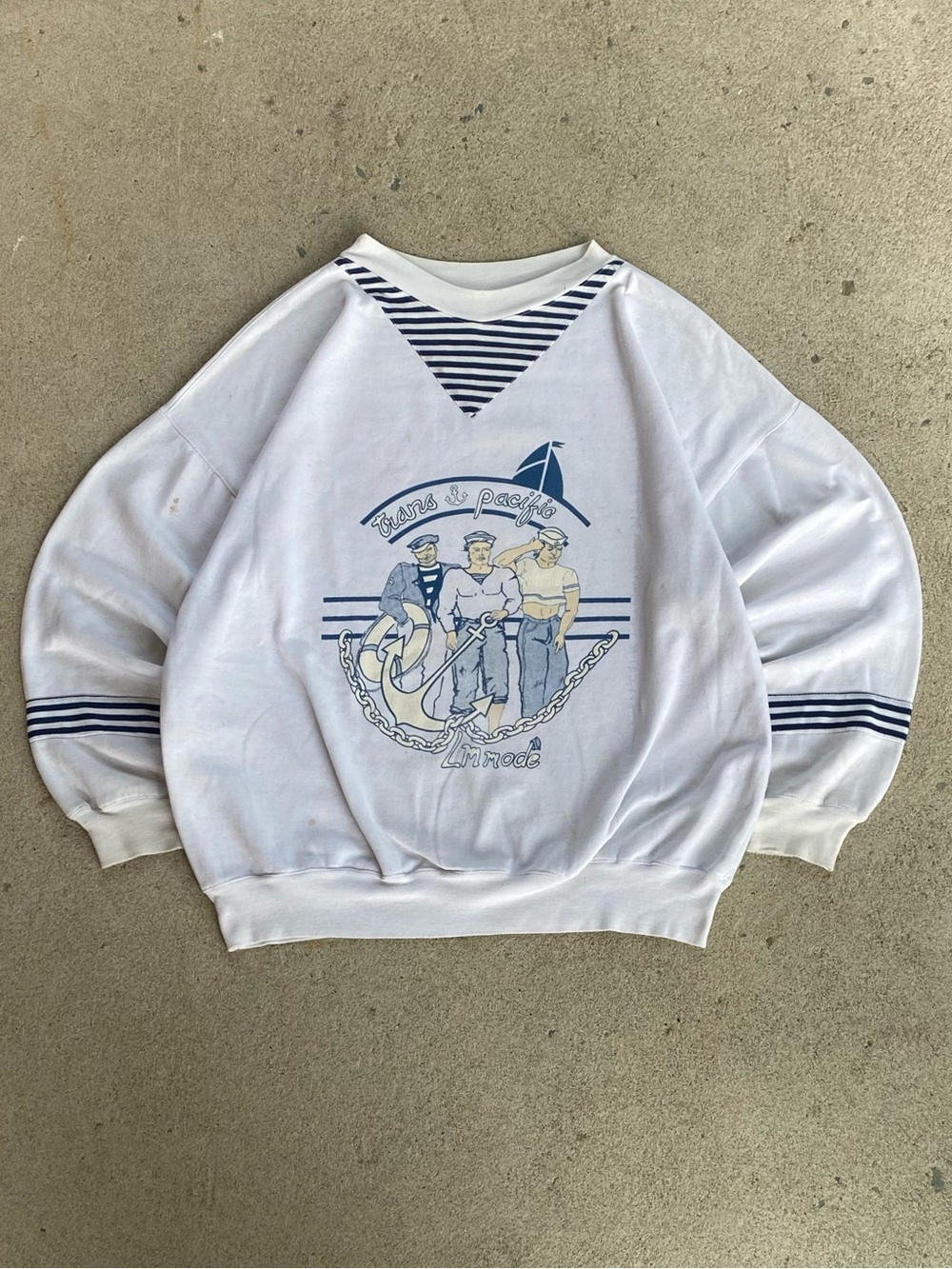 Vintage 80s Marine Striped Sweatshirt